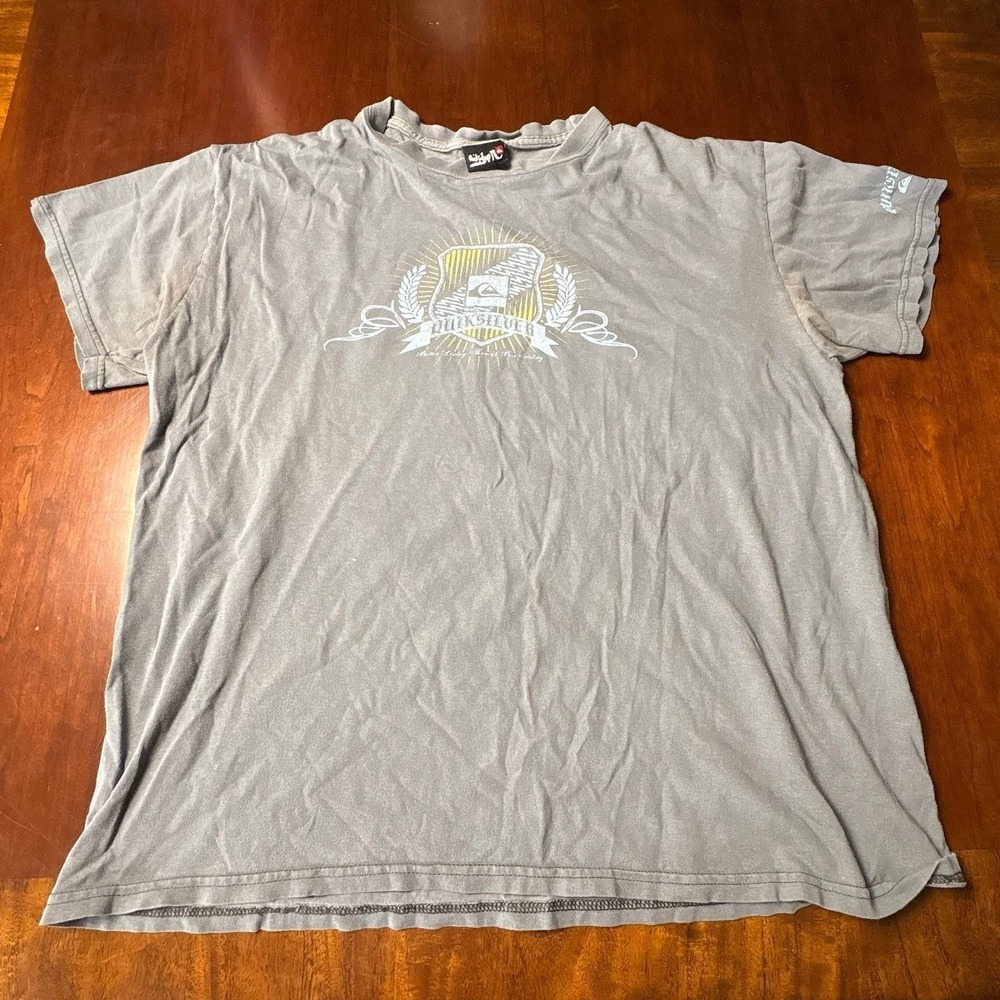 Quiksilver Gray Logo Graphic T-Shirt Size Large